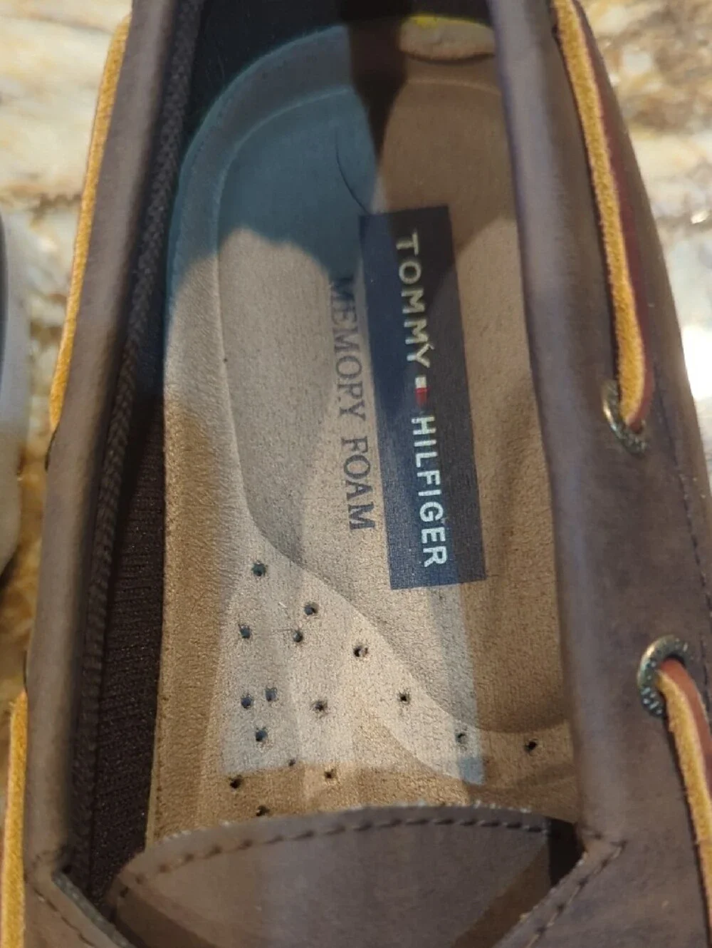 Tommy Hilfiger Men's Dark Brown Leather Boat Shoes